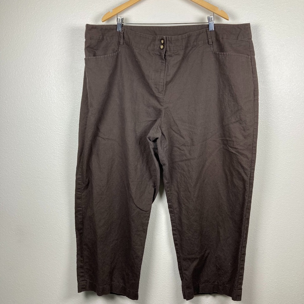 COPY - 3/$20 Lane Bryant Brown Linen Cropped Pant…